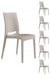 SANDALİE 6 Adet Rattan Cappucino Sandalye / Balkon-Bahçe-Teras - 1