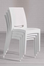SANDALİE 4 Adet Rattan Beyaz Sandalye / Balkon-Bahçe-Teras - 3
