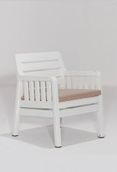 SANDALİE Lara Tekli 1 Kişilik Koltuk Balkon&Teras Bahçe Koltuk / Beyaz - 2