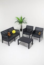 Modalife Lara Mindersiz 2+1+1+S Bahçe Çay Takımı Teras Mobilyası - Antrasit - 1