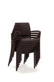 Sandalie Rattan Large Lüx Camlı Kahve Masa Takımı Bahçe&balkon 1 Camlı Masa + 6 Sandalye - 6