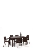 SANDALİE Rattan Lüx Dikdörtgen Kahve Masa Takımı Bahçe&Balkon - 1
