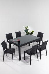 Sandalie Rattan 90x150 Bahçe Masa Seti Antrasit - 1