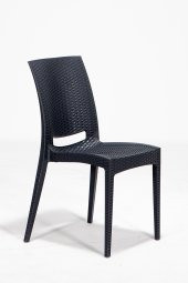 SANDALİE Rattan Camlı 80x80 Bahçe&Balkon&Teras Masa Seti - Antrasit - 2