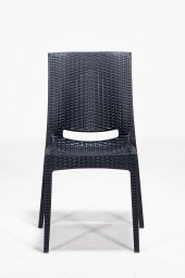 SANDALİE Rattan Camlı 80x80 Bahçe&Balkon&Teras Masa Seti - Antrasit - 3