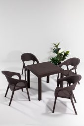 SANDALİE Garden Rattan Kahve Masa Takımı Bahçe&Balkon - 1