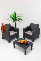 SANDALİE Aksu 1+1+S Balkon&Teras Bahçe Mobilyası / Antrasit - 1