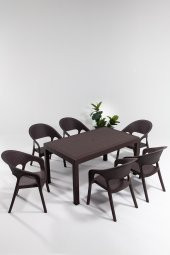 SANDALİE Garden Large Rattan Kahve Masa Takımı Bahçe&Balkon - 1