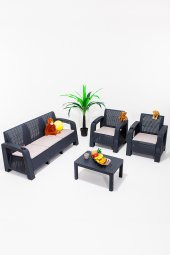 SANDALİE Olimpos 3+1+1+S  Balkon&Teras Bahçe Mobilyası / Antrasit - 1