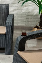 SANDALİE Olimpos 3+1+1+S  Balkon&Teras Bahçe Mobilyası / Antrasit - 2