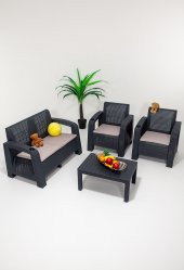 SANDALİE Olimpos 2+1+1+S Balkon&Teras Bahçe Mobilyası / Antrasit - 1