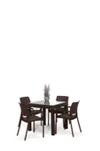 SANDALİE Rattan Small Lüx Camlı Kahve Masa Takımı Bahçe&balkon 1 Camlı Masa + 4 Sandalye - 1