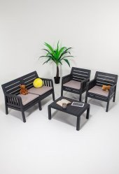 SANDALİE Lara 2 1 1 S Bahçe Takımı Balkon - Bahçe - Teras Mobilyası / Antrasit - 1
