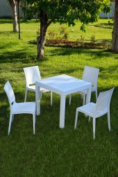 SANDALİE Rattan Masa Takımı - Beyaz - 1