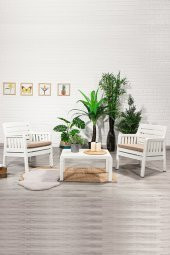 SANDALİE Lara 1+1+S Bahçe Takımı  Balkon - Bahçe - Teras  Mobilyası / Beyaz - 2