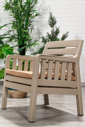 SANDALİE Lara 1+1+S Bahçe Takımı  Balkon - Bahçe - Teras  Mobilyası / Cappucino - 2