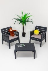 SANDALİE Lara 1+1+S Bahçe Takımı  Balkon - Bahçe - Teras  Mobilyası / Antrasit - 3