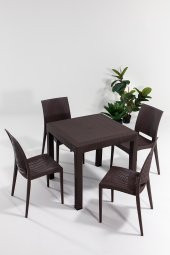 SANDALİE Rattan Masa Takımı - Kahve - 1