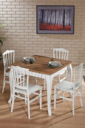 SANDALİE Miray Beyaz / Sirius Sabit Masa - 4 Sandalye 1 Masa / Salon - Mutfak Masa Takımı - 1