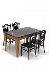 SANDALİE Avrupa / Keops Mutfak Masa Takımı 1 Masa 4 Sandalye - Siyah thumbnail 1