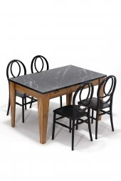 SANDALİE Avrupa / Phoenix Mutfak Masa Takımı 1 Masa 4 Sandalye - Siyah thumbnail 1