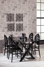 SANDALİE Matrix Maxima Mermer Desenli  / Venüs Mutfak Masa Takımı - Siyah thumbnail 1