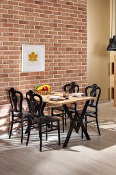 SANDALİE Matrix Wega Açık Ceviz / Carisma Mutfak Masa Takımı - Siyah - 1