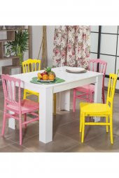 SANDALİE Arda / Miray Mutfak Masa Takımı 4 Sandalye 1 Masa - Sarı/Pembe - 1