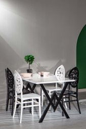 SANDALİE Matrix Wega Beyaz / Venüs Mutfak Masa Takımı - Siyah - Beyaz - 1