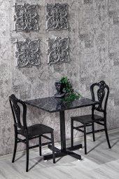 SANDALİE Tango Mermer Desen Carisma Mutfak Masa Takımı - Siyah - 2