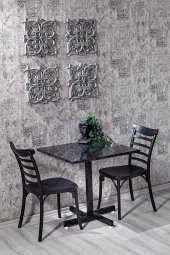 SANDALİE Tango Mermer Desen Efes Mutfak Masa Takımı - Siyah thumbnail 2