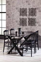 SANDALİE Matrix Maxima (Bendir) - Miray Mutfak Masa Takımı - Siyah thumbnail 1