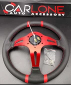 Momo Direksiyon Kırmızı İpli 38cm Ofsetli Model Deri Kaplama A+ Orjinal Ürün - 3