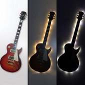 Veraart Işıklı  Uv Baskılı Duvar Dekorlu Gece Lambası Gitar 90 cm - 1