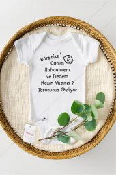 Sürpriz Babaannem Geliyorum Hediyenza Özel Tasarım Bebek Zıbın Pamuklu Çıtçıtlı Body Bebek Hediye - 1