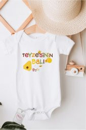 Teyzesinin Balı Hediyenza Özel Tasarım Bebek Zıbın Pamuklu Çıtçıtlı Body Bebek Hediye - 1