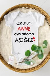 Üzgünüm Anne Aynı Adama Aşığız Hediyenza Özel Tasarım Bebek Zıbın Pamuklu Çıtçıtlı Body Bebek Hediye - 1