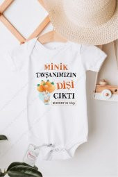 Minik Tavşanımızın Dişi Çıktı Hediyenza Özel Tasarım Bebek Zıbın Pamuklu Çıtçıtlı Body Bebek Hediye - 1