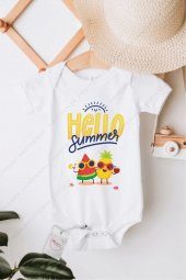 Hello Summer 2 Hediyenza Özel Tasarım Bebek Zıbın Pamuklu Çıtçıtlı Body Bebek Hediye - 1