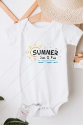 Summer Sun Fun Hediyenza Özel Tasarım Bebek Zıbın Pamuklu Çıtçıtlı Body Bebek Hediye - 1
