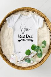 Best Dad in the World Hediyenza Özel Tasarım Bebek Zıbın Pamuklu Çıtçıtlı Body Bebek Hediye - 1