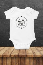 Hello World Hediyenza Özel Tasarım Bebek Zıbın Pamuklu Çıtçıtlı Body Bebek Hediye - 1