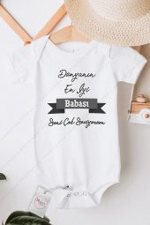 Dünyanın En İyi Babası Hediyenza Özel Tasarım Bebek Zıbın Pamuklu Çıtçıtlı Body Bebek Hediye - 1