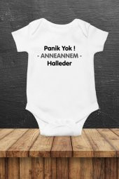 Panik Yok Anneannem Halleder Hediyenza Özel Tasarım Bebek Zıbın Pamuklu Çıtçıtlı Body Bebek Hediye - 1