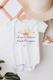 Minik Prensesiyim Hediyenza Özel Tasarım Bebek Zıbın Pamuklu Çıtçıtlı Body Bebek Hediye - 1