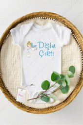 Dişim Çıktı Mavi Hediyenza Özel Tasarım Bebek Zıbın Pamuklu Çıtçıtlı Body Bebek Hediye - 1