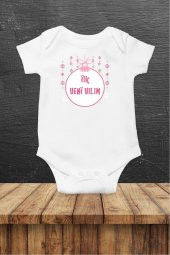 İlk Yeni Yılım Pembe Kız Hediyenza Özel Tasarım Bebek Zıbın Pamuklu Çıtçıtlı Body Bebek Hediye - 1