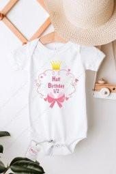 Half Birthday 3 Hediyenza Özel Tasarım Bebek Zıbın Pamuklu Çıtçıtlı Body Bebek Hediye - 1