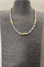 FRNCH 316L Çelik İtalyan Model Altın Renkli Erkek Kolye FRJ30579-679-AG - 2