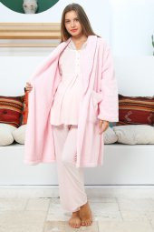 MOMMYSH® 55704 Dream Welsoft Sabahlıklı Dantel Yaka Lohusa Pijama Takımı - 9